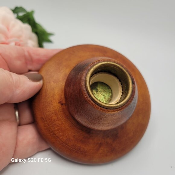 Vintage Pair Wood Turned Candleholders MCM Small Candlesticks - Picture 7 of 14